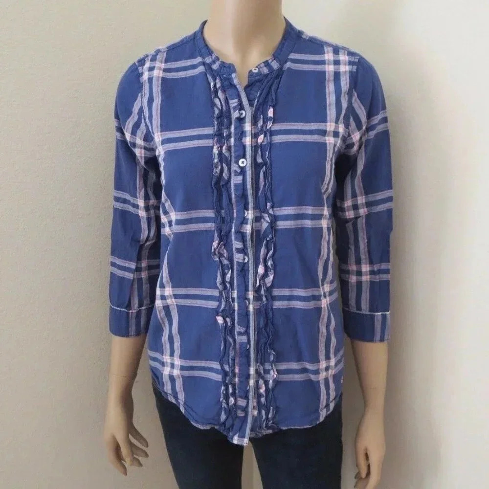 Hollister Plaid Shirt Top Blouse Size Small